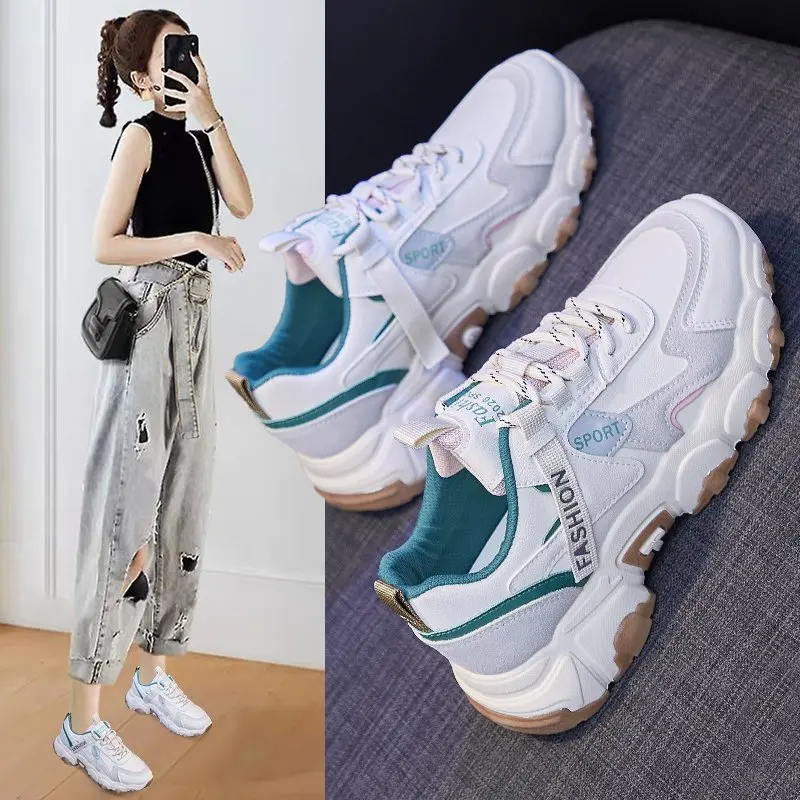 JINJIN-WW45-Sneakers женская обувь на не сужающемся книзу массивном 2020 Сезон весна Модная