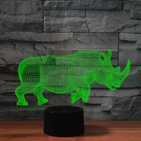 rhino 3d table lamp colorful creative desktop bedroom atmosphere light led acrylic visual night lights gifts toys home decor
