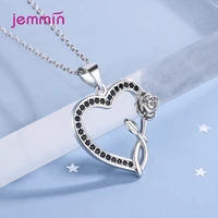 new arrival 925 sterling silver cute heart chain necklace for women girls party cz crystal trendy 2021 wholesale