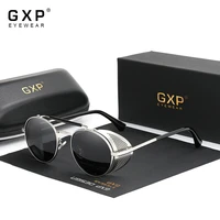 gxp retro round frame steampunk style sunglasses men women eyewear polarized uv400 lens vintage travel driving sun glasses