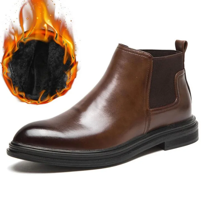 Мужские кожаные ботинки челси модель 2020 Зимняя мужская деловая обувь мужские
