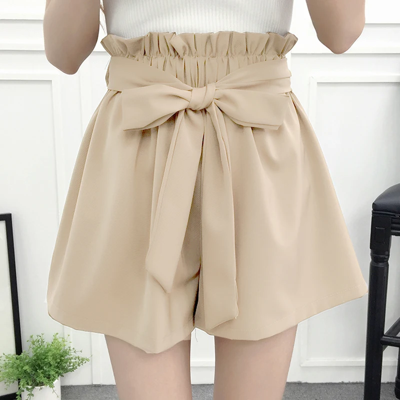 Шорты бойфренды женские шифоновые с завышенной талией прямые свободные короткие