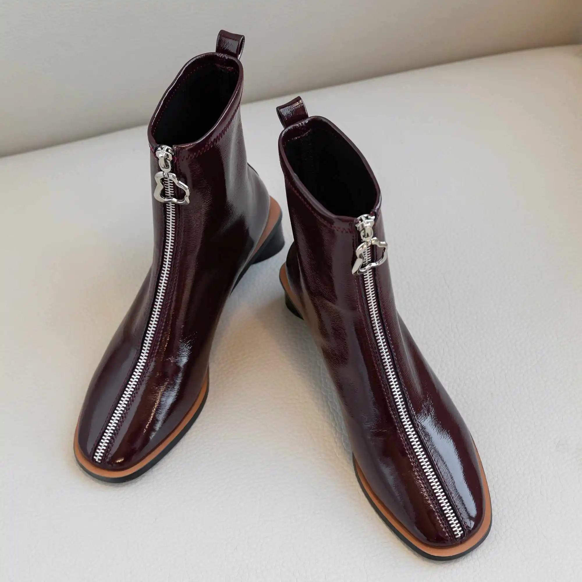 Женские блестящие лакированные ботильоны Krazing Pot Зимние Теплые повседневные