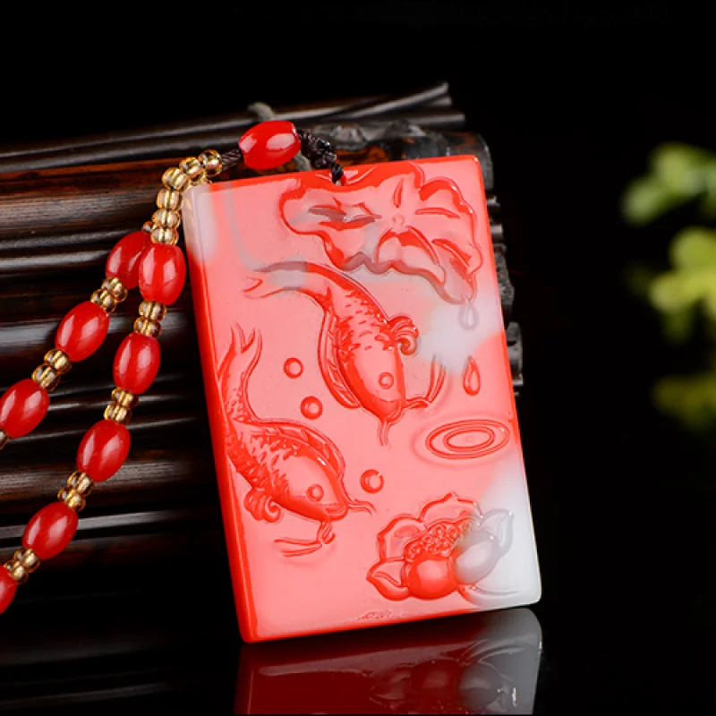 Природный цвет Hetian Нефритовый камень Рыба кулон ожерелье китайская Нефритовая