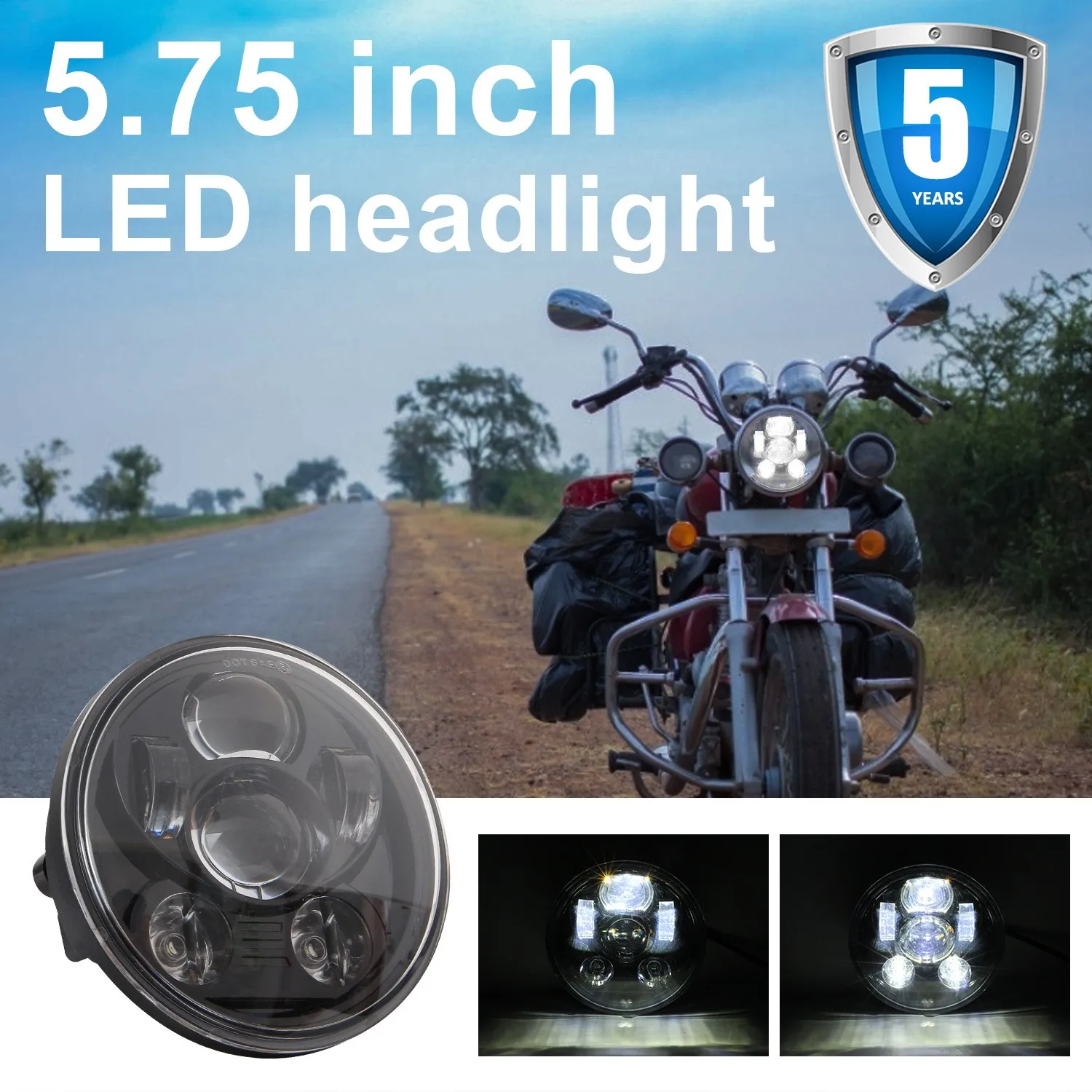 

Waterproof Headlight 20000LM 200W High/Low Beam IP67 Motorcycle 5.75 Inch