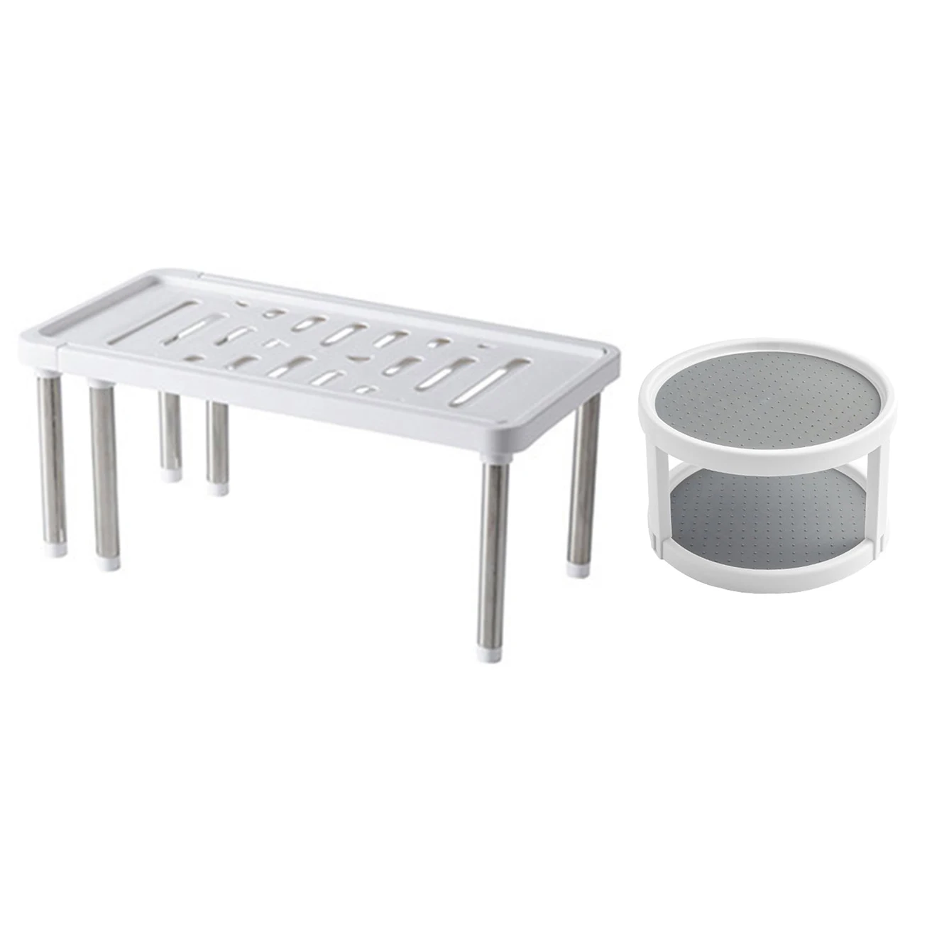 

Home Closet Organizer Storage Shelf For Kitchen Rack With 360 Rotation Double Layer Storage Rack Pantry Turntable 25Cm