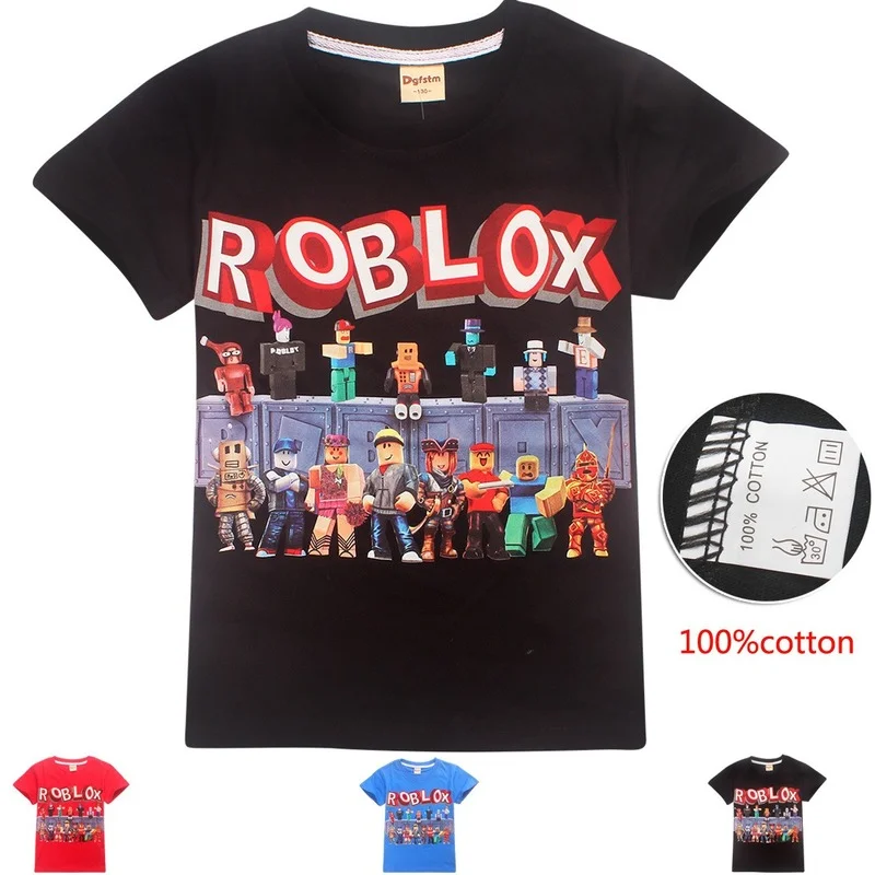 

Summer Roblox Fashion Shirt Cute Cartoon Print Casual Boys Children O-Neck Pullover Short Sleeve Loose Tee Cotton 6-14 Years New