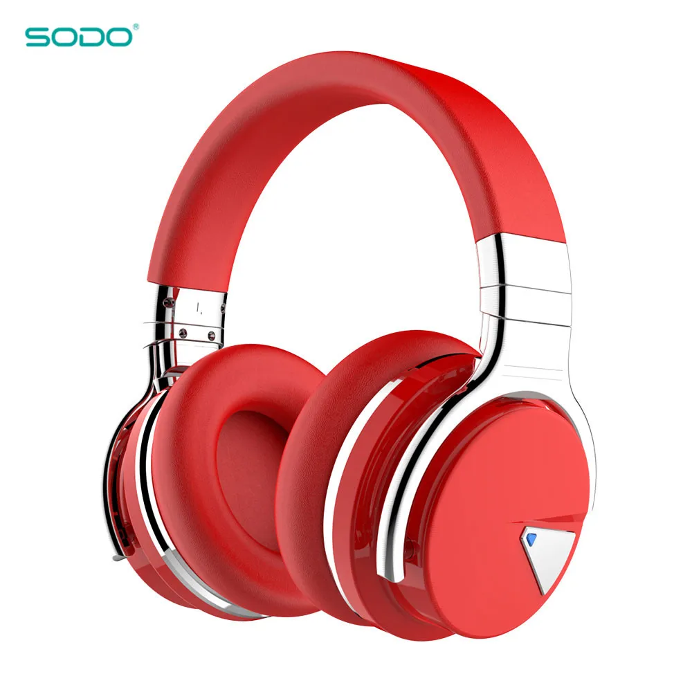 Red Оригинальные SODO беспроводные наушники Bluetooth динамик с микрофоном для ПК и телефона Поддержка TF карты Аудио Спорт Bluetooth гарнитура - Цвет: Red