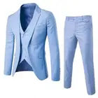Новый костюм из трех предметов (пиджак + брюки + жилет), мужской Модный облегающий костюм для мужчин, винтажный свадебный костюм