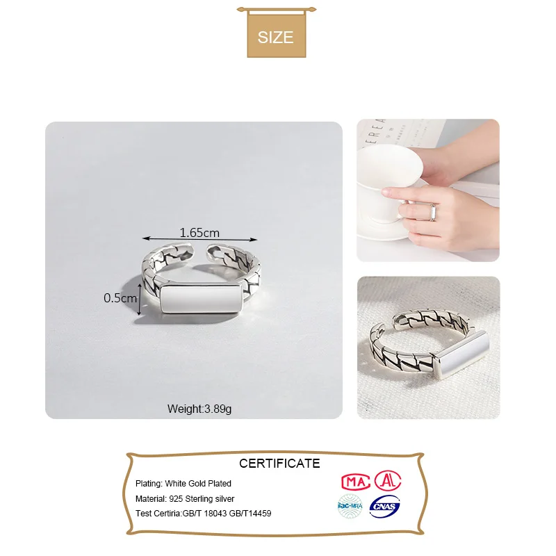 Кольцо-браслет из 100% стерлингового серебра 925 пробы модное Открытое кольцо милый
