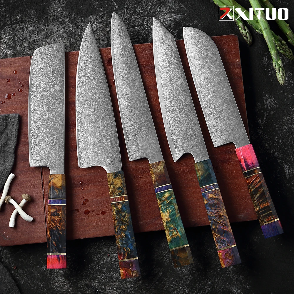 XITUO Kitchen Chef Knife High Quality VG10 Japanese Damascus Steel Octagonal Stable Wooden Handle Cleaver Cooking Tool | Дом и сад