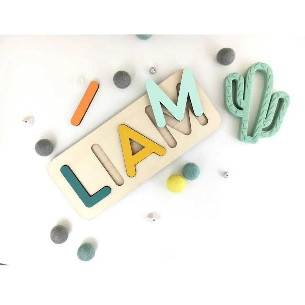 Детская деревянная головоломка с именем имени развивающая игрушки ручной работы