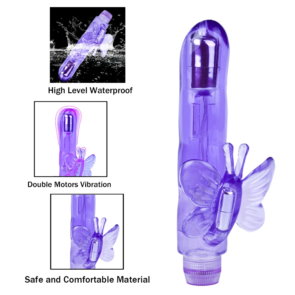 Вибратор-желе с бабочкой и кроликом секс-игрушки для женщин Многоскоростной