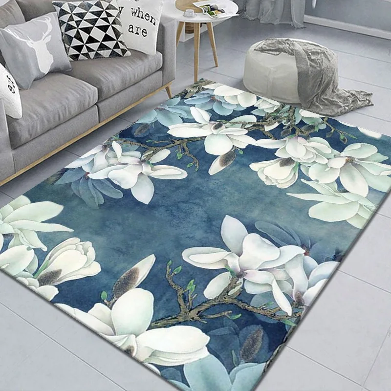 Modern Simplicity European Style Flower Art Large Carpet for Living Room Bedroom Anti-Slip Floor Mat Fashion Carpets Area Rugs