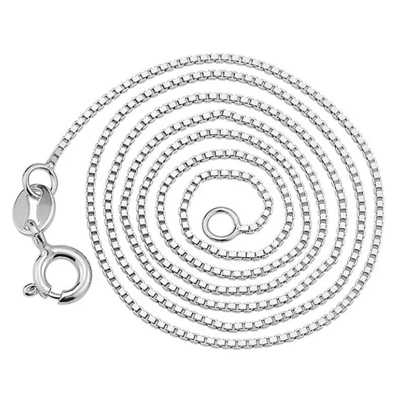 

925 Silver 1 mm to 0.8 mm box chain necklace female brief paragraph clavicle chain with silver plated chain necklaces