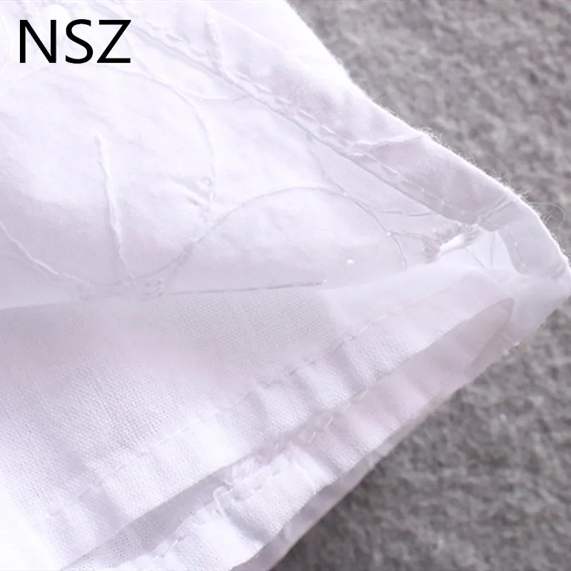 Женское хлопковое платье с вышивкой NSZ белое пляжное плиссированное мини