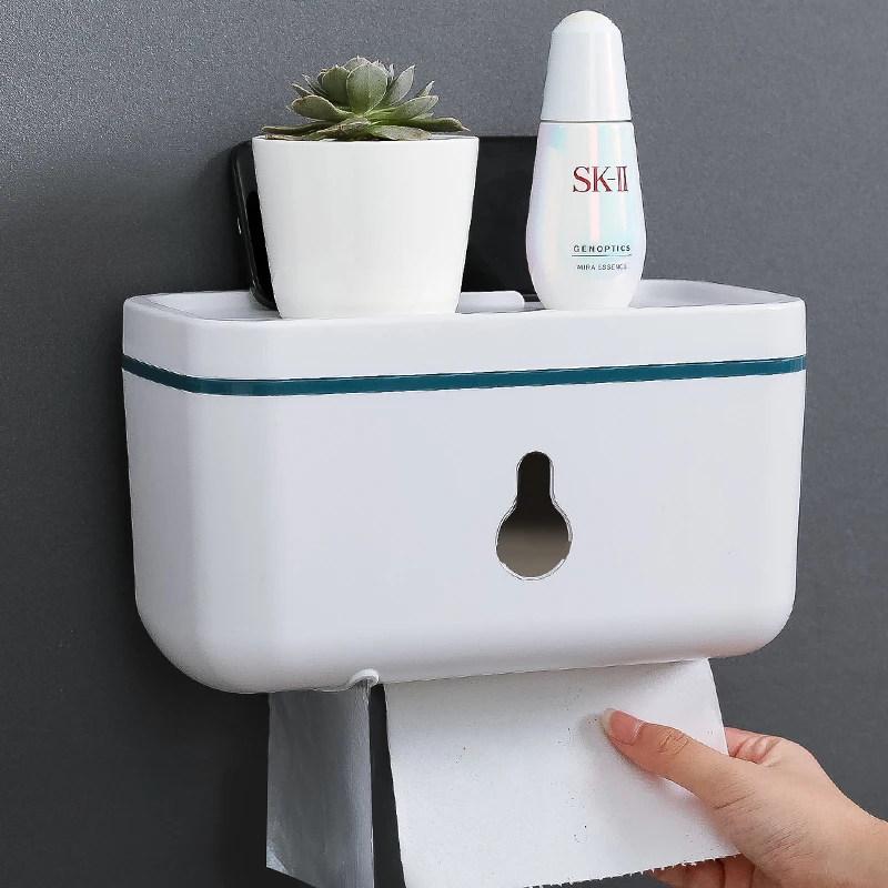 

plastic toilet paper holder bathroom double paper tissue box wall mounted paper shelf storage box toilet dispenser