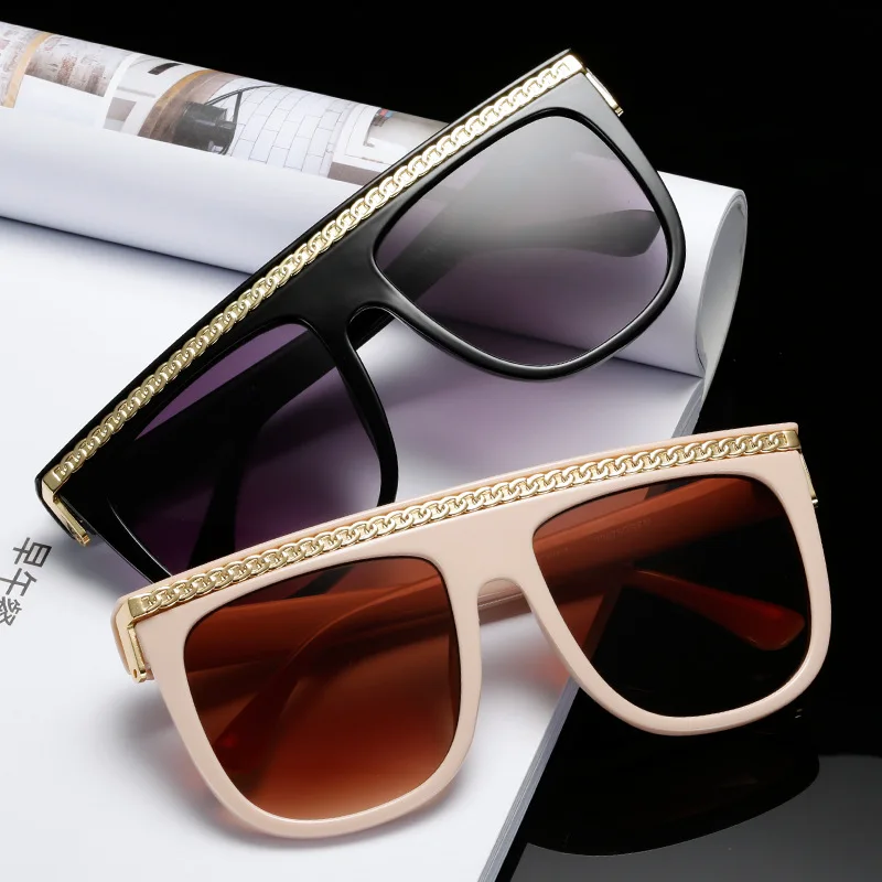 

Vintage Square Modis Sunglasses Women Oversized Frame 2020 Luxury Brand Designer Punk Sun Glasses Black Shades (NO Chain) S129
