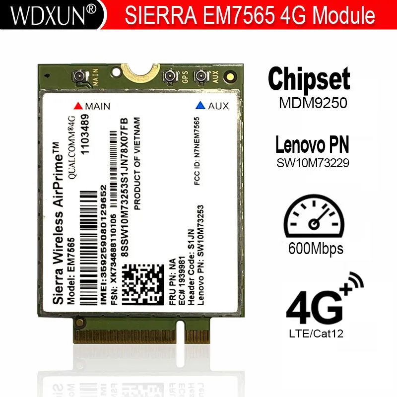 Sierra Wireless EM7565 LTE-модуль Advanced Pro Cat-12 глобальная связь с 3G Fallback для ноутбука Thinkpad Carbon X1
