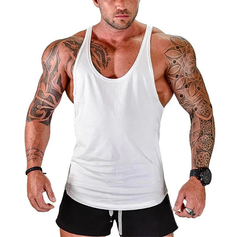 

Workout Bodybuilding Sports Brand Gym Mens Back Tank Top Muscle Fashion Sleeveless Shirt Stringer Clothing Singlets Fitness Vest