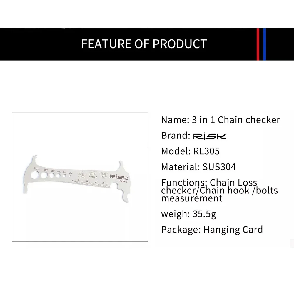 

SPORADIC Bicycle Chain Checker Stainless Steel MTB Road Bike Chain Loss Check Hook Bolts High Precision Measuring Cycly Tools