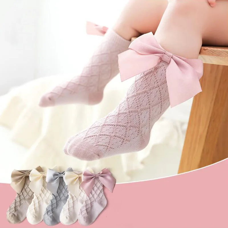 

Носки с большим бантом для девочек, детские длинные гольфы для принцесс и малышей, детские носки в испанском стиле