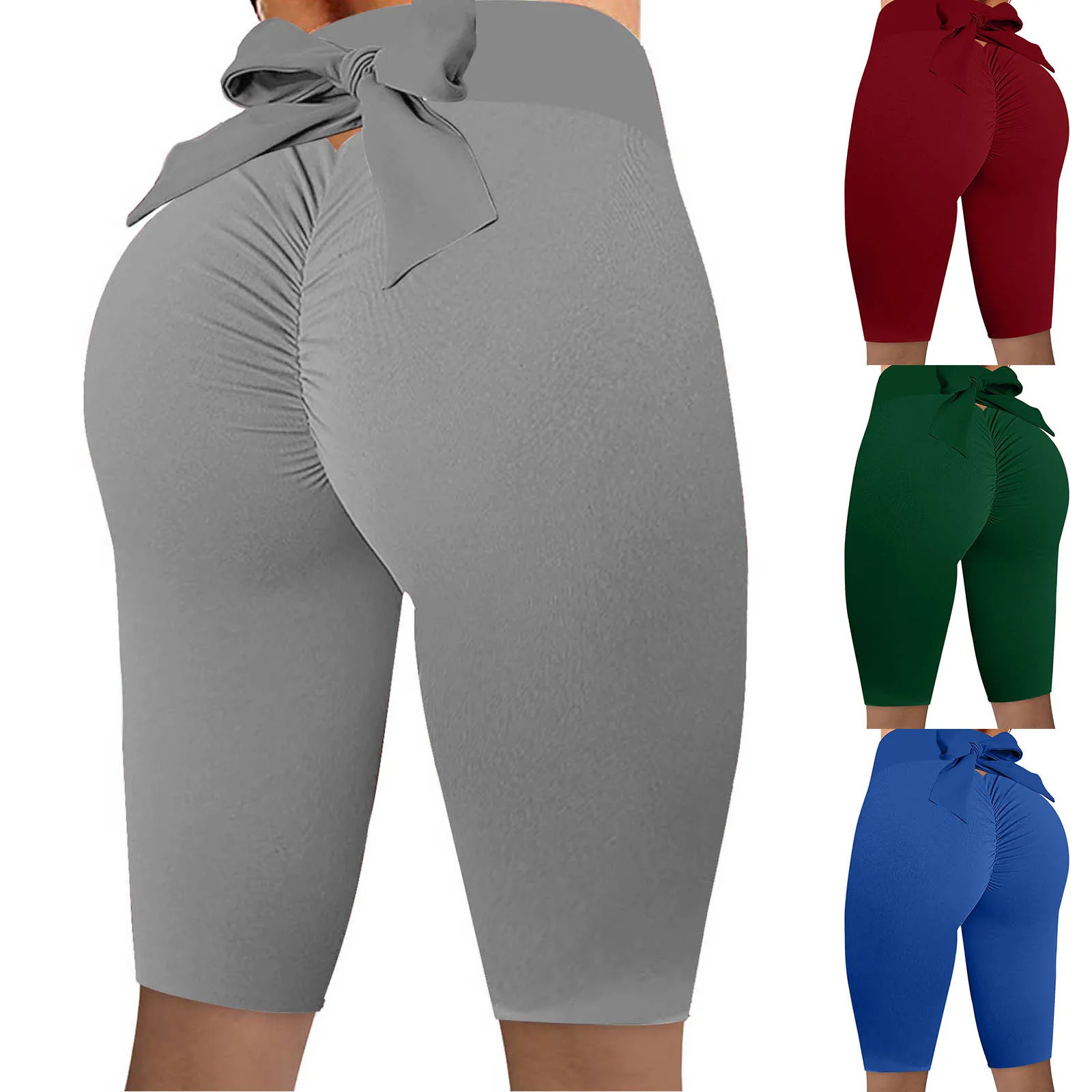 

Women's Casual Tight-fitting Skinny Buttocks Lifting Fitness Sports Yoga Shorts pantalon femme Bowknot leggings sports Shorts