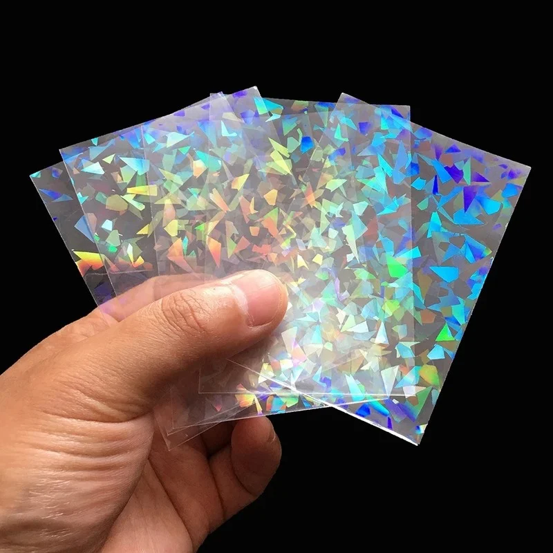 100pcs Broken Gemstone Glass Laser Flashing Card Film Holographic Idol Photo Sleeves Tarot YGO Ultra Super Protector | Спорт и