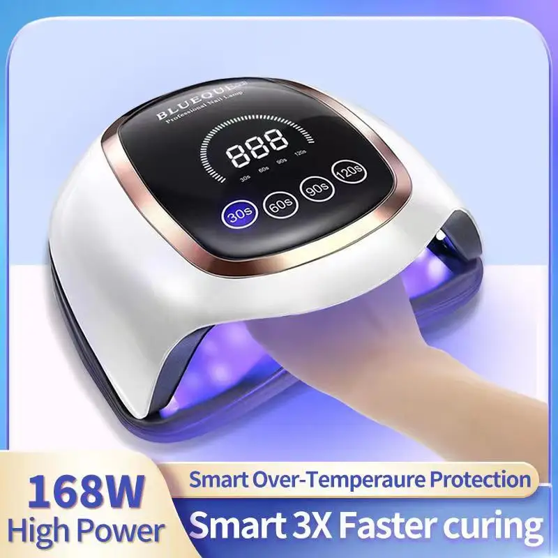 

DODDOHOME 168W LED UV nail lamp automatic sensor digital display 4 timer nail drying lamp suitable for gel polishing