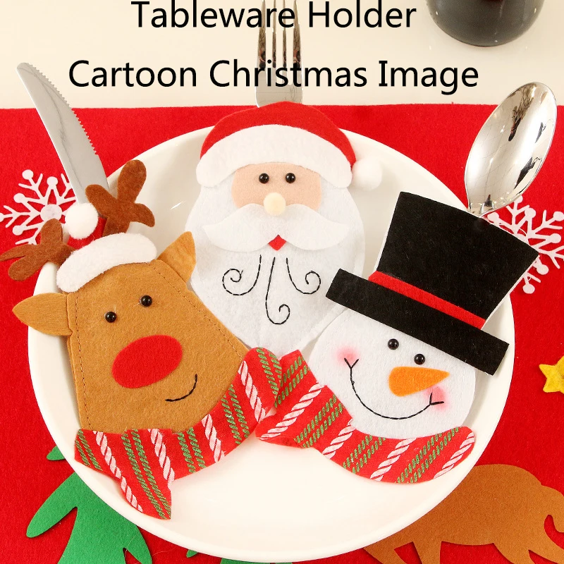 Рождественский Санта столовые приборы держатель сумки вилка Карманы Декор с