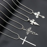 religious cross pendant necklace christian charm catholic charm jesus charm flame cross charm diy church jewelry for men