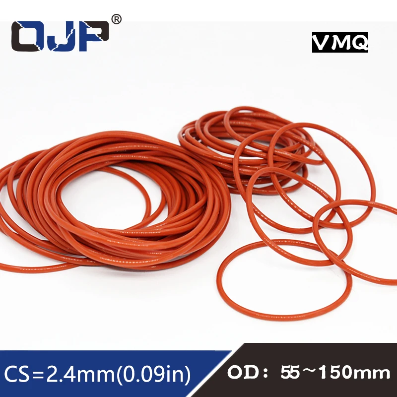 

Red Silicon Ring Silicone/VMQ O ring 2.4mm Thickness OD55/60/65/70/75/80/85/90/95/100/150mm Rubber O-Ring Seal Gasket Washe