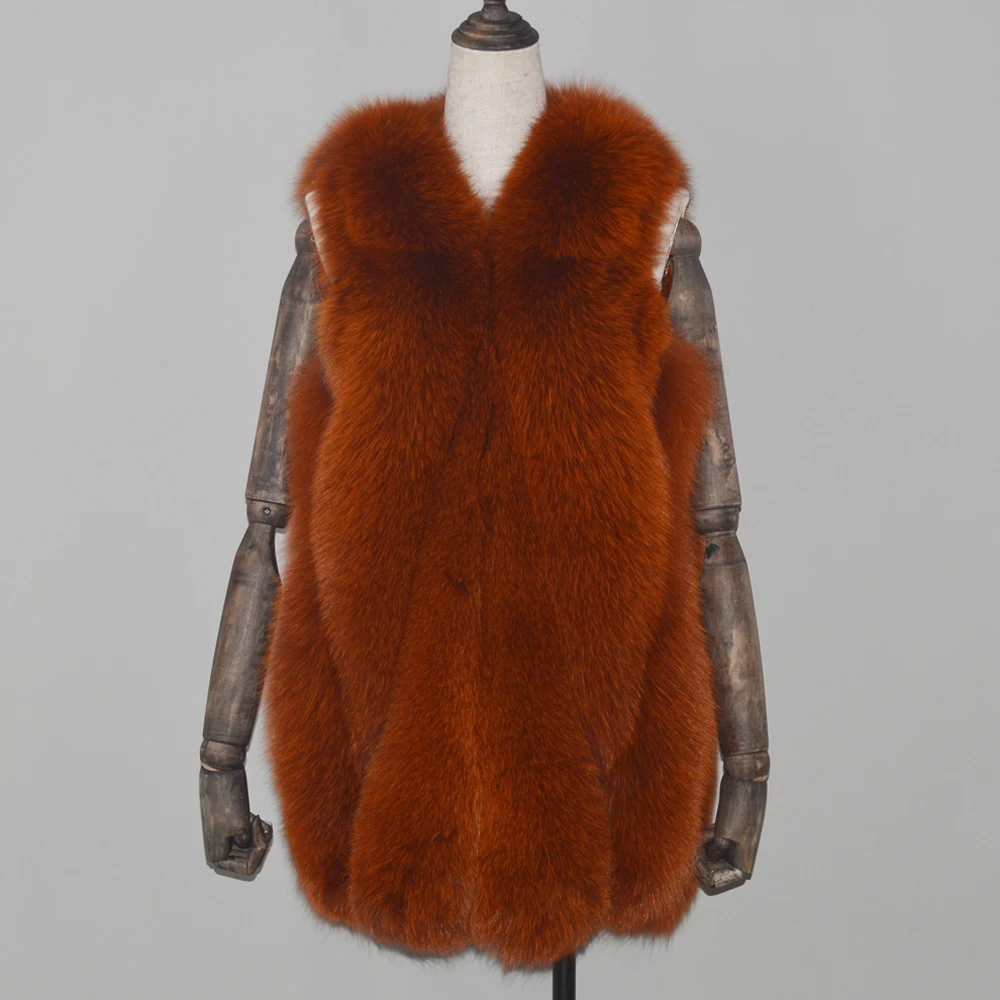 Лидер продаж женский жилет из натурального Лисьего меха зимний лисьего 100% пальто