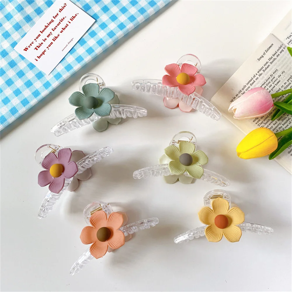 

Summer New Five Petal Flower Hairpins Back Head Plate Hairpin Hair Clamp Crab Hair Claw Clip For Women Girl Hair Accessories