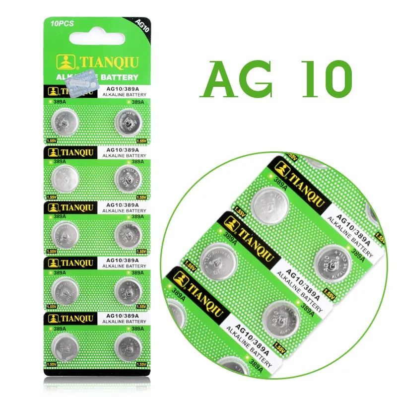 40 шт/LR1130 1130 SR1130 389A AG10 кнопки батареи щелочные LR54 L1131 189 75 MAh 1 5 VBattery часы