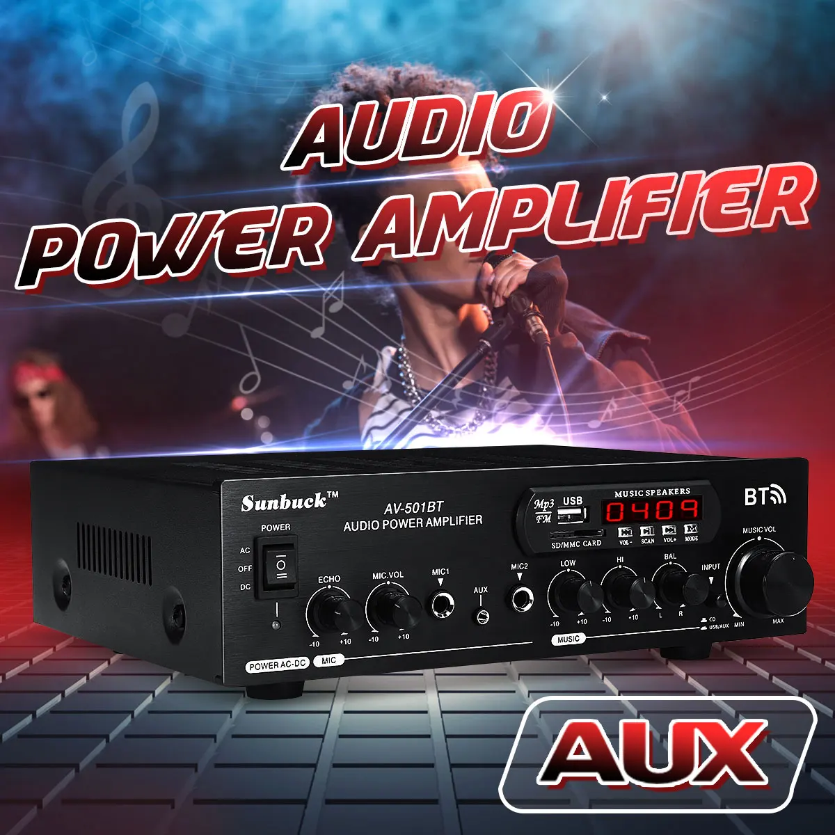 Bluetooth 2,0 Hi-Fi 1200W 220 V/110 V аудио усилитель мощности динамик 4 микрофон Пульт дистанционного управления Поддержка цифровой FM радио USB SD карты 2 входной сигнал Mic
