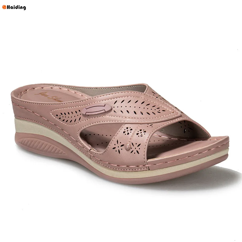 

Женские пляжные сандалии и шлепанцы, повседневные удобные шлепанцы на танкетке, большие размеры, лето 2021