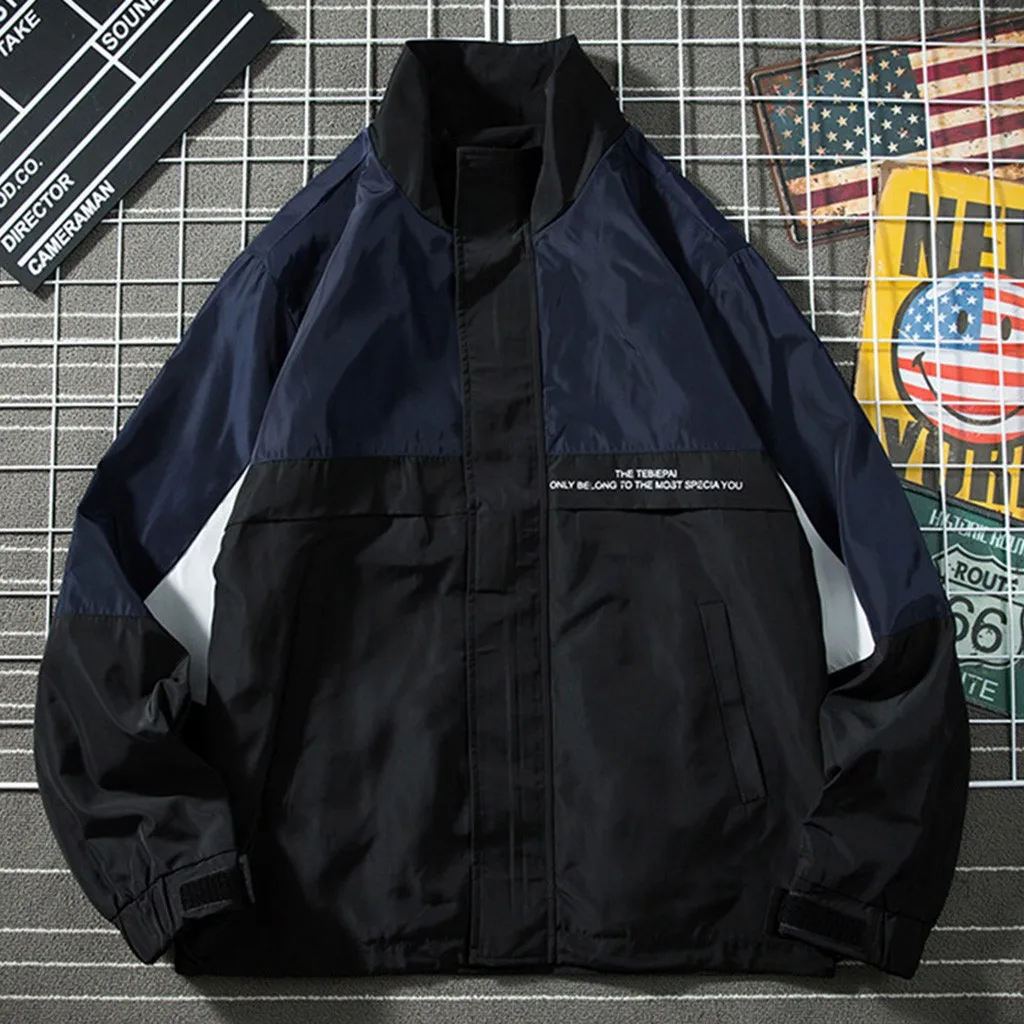 SAGACE мужская куртка с воротником стойкой модная Свободная отворотами уличная