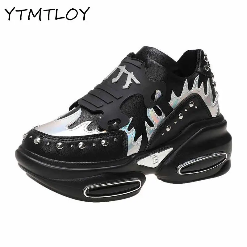 

Женские кроссовки большого размера 2021, женские модные дышащие сетчатые кроссовки на шнуровке с толстой подошвой, женская обувь