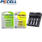 NIMH 1,2 в PKCELL 12 карты AA 2200 мАч и 12 карты AAA 1000 мАч перезаряжаемый аккумулятор с 1-4 слотами NIMHli-ion зарядным устройством