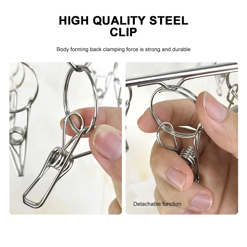 8/10 зажимов съемная ветрозащитная прищепка для одежды из нержавеющей стали