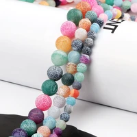 wholesale 6 8 10 natural weathered stone women frosted multi color round loose beads for jewelry making diy bracelet accessories