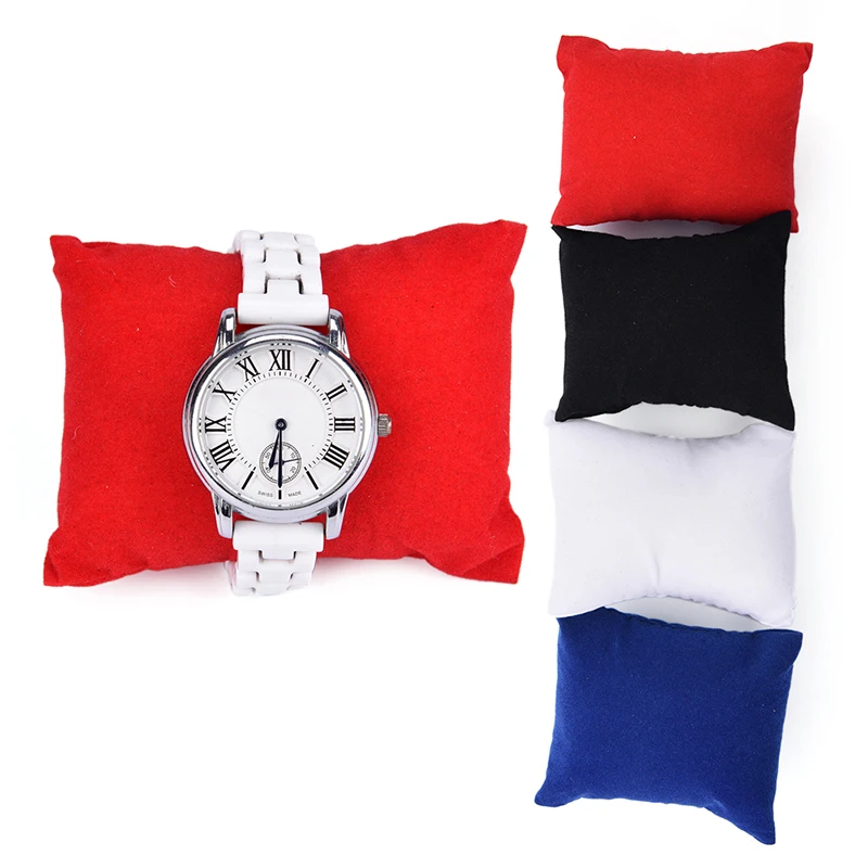 

Lovelyl Velvet Leather Bracelet Watch Pillow Jewelry Display Boxes Holder Organizers 8*9*5 Cm 4 Color