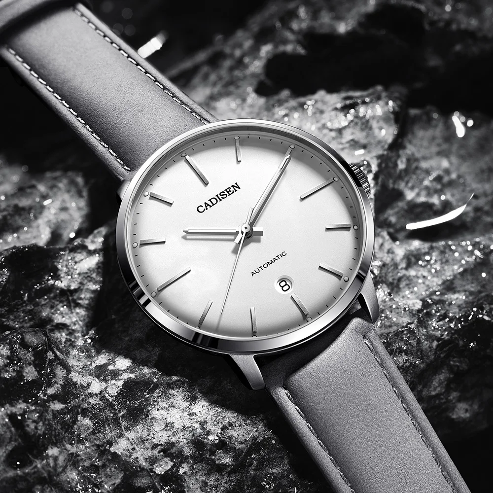 

CADISEN Miyota 8215 Movement Men Watch Automatic Mechanical Luxury Sapphire Glass 50m Waterproof Genuine Leather Wrist Watch Men
