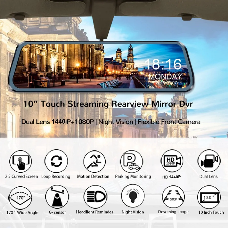 Видеорегистратор Diagtech Автомобильный видеорегистратор FHD 1440P супер ночное