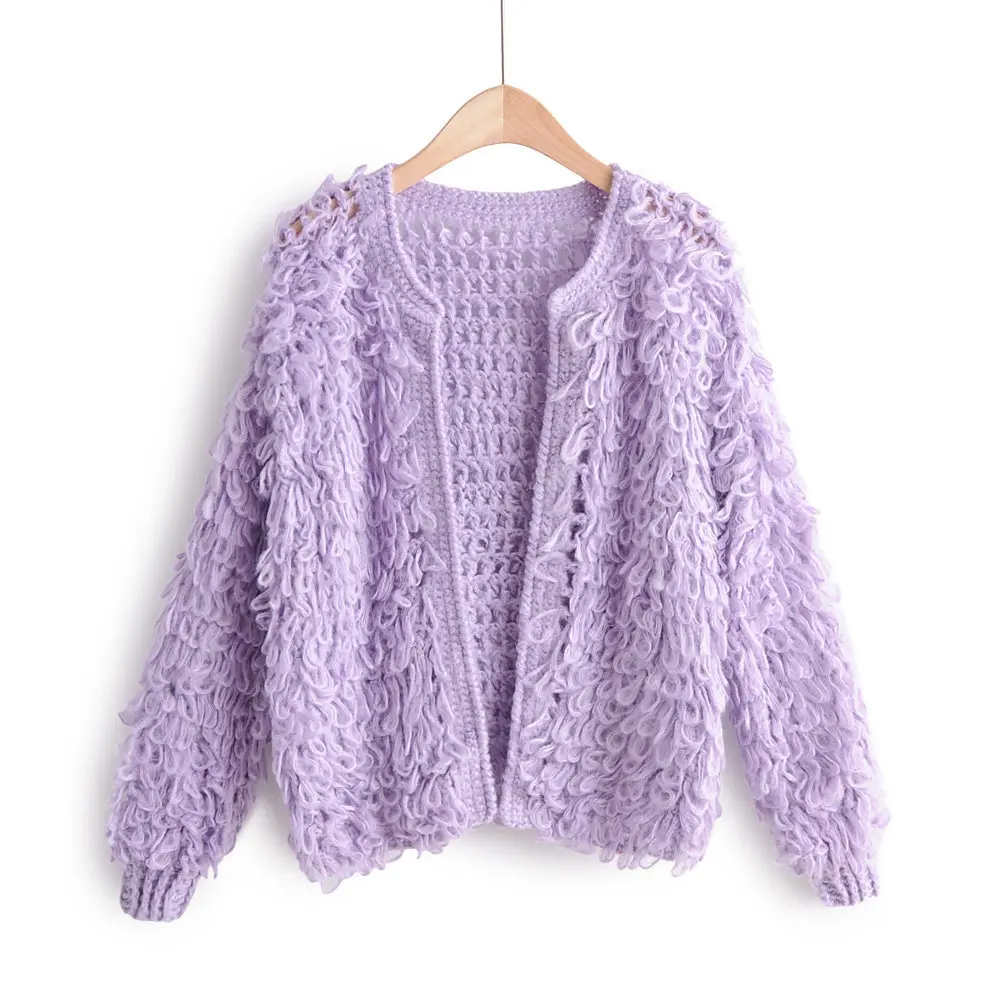 2019 осенние однотонные вязаные кардиганы с кисточками женские винтажные свитера