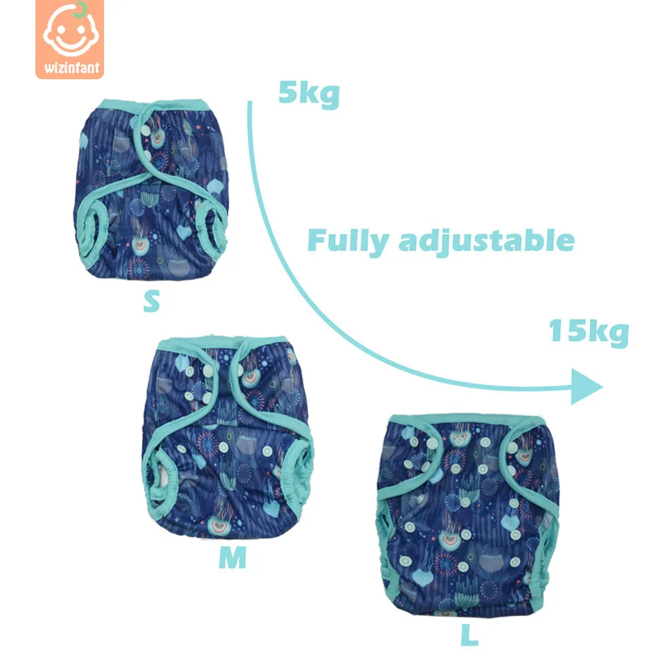Wizinfant-funda de pa&ntilde;al de tela, con o sin inserto de algod&oacute;n de bamb&uacute;, impermeable, transpirable, tallas S, M y L, ajustable, 2 unids/lote-2
