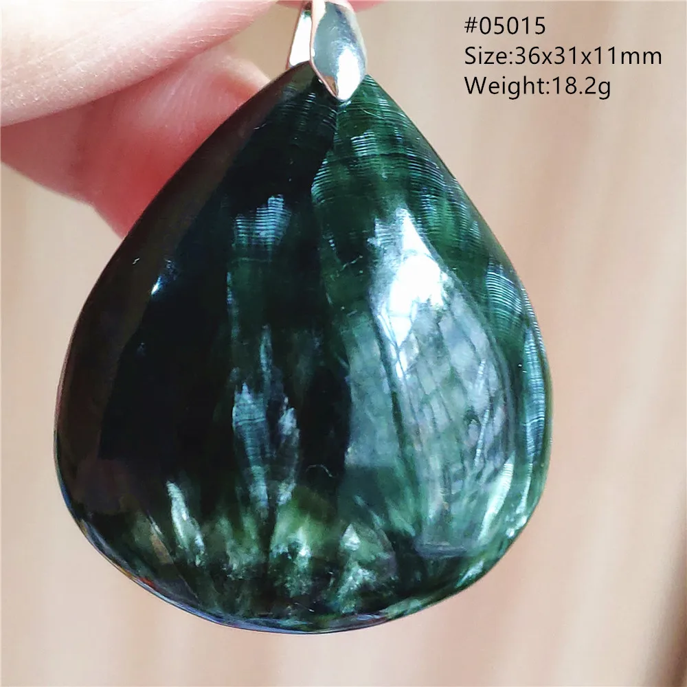 Натуральный зеленый Серафинит ожерелье женский кулон камень капля воды Кристалл
