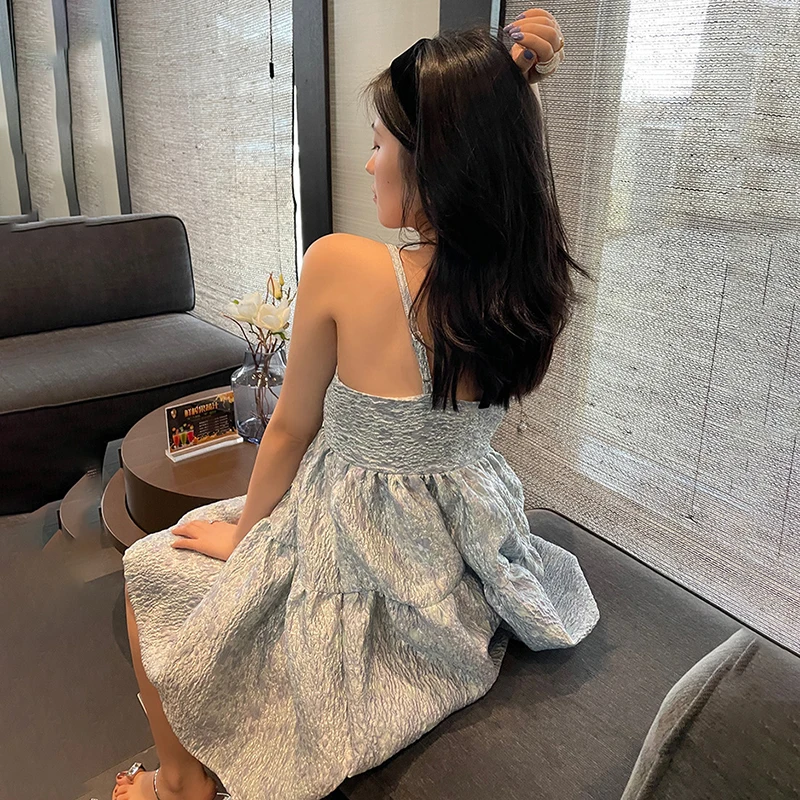 

SHENGPALAE Three Dimensional Printed Derss Women's Summer 2021 New Slash Neck Spaghetti Strap Mini Dresses Female Fashion 5E430