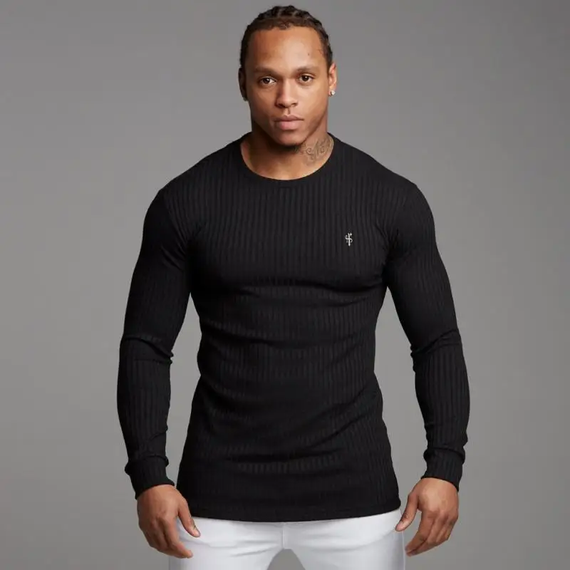 

Autumn style men's outdoor sports fashion knitted long-sleeved fitness running trend T-shirt sweatshirt